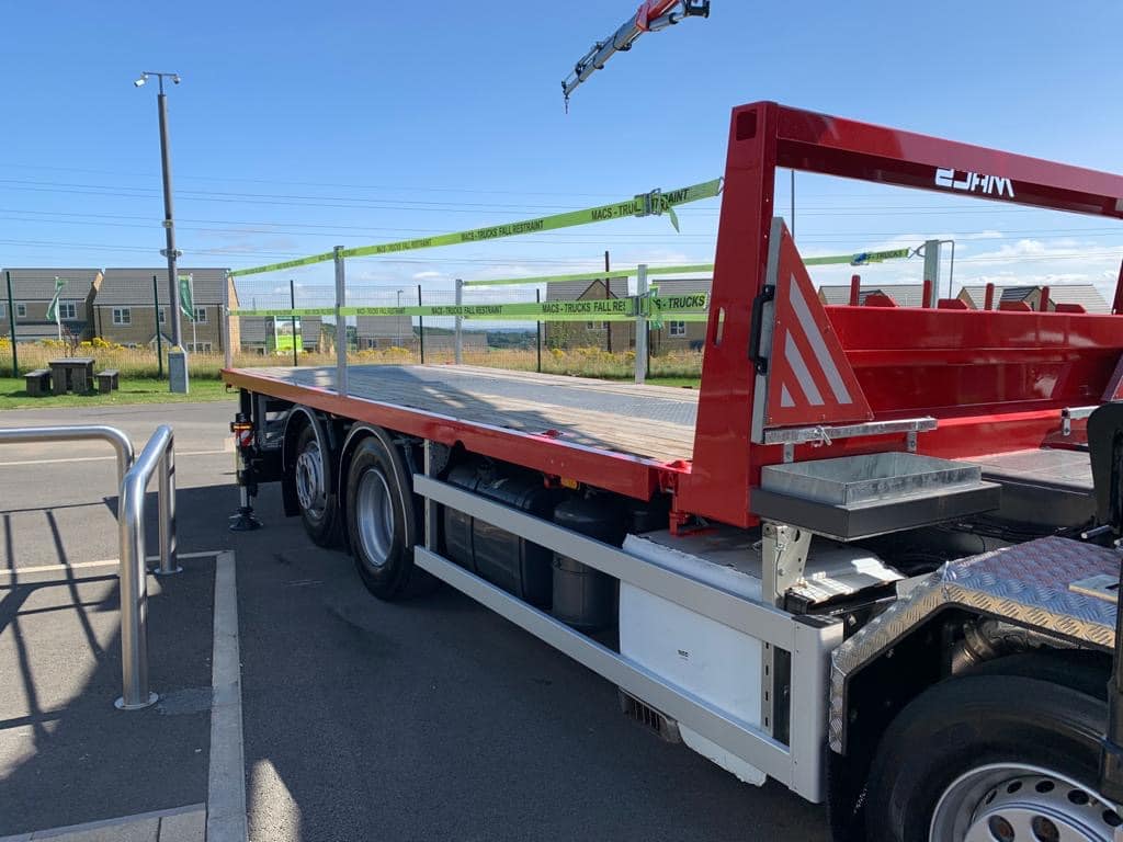 DAF 2020 FASSI With Fly Jib Flatbed Front Side Left View