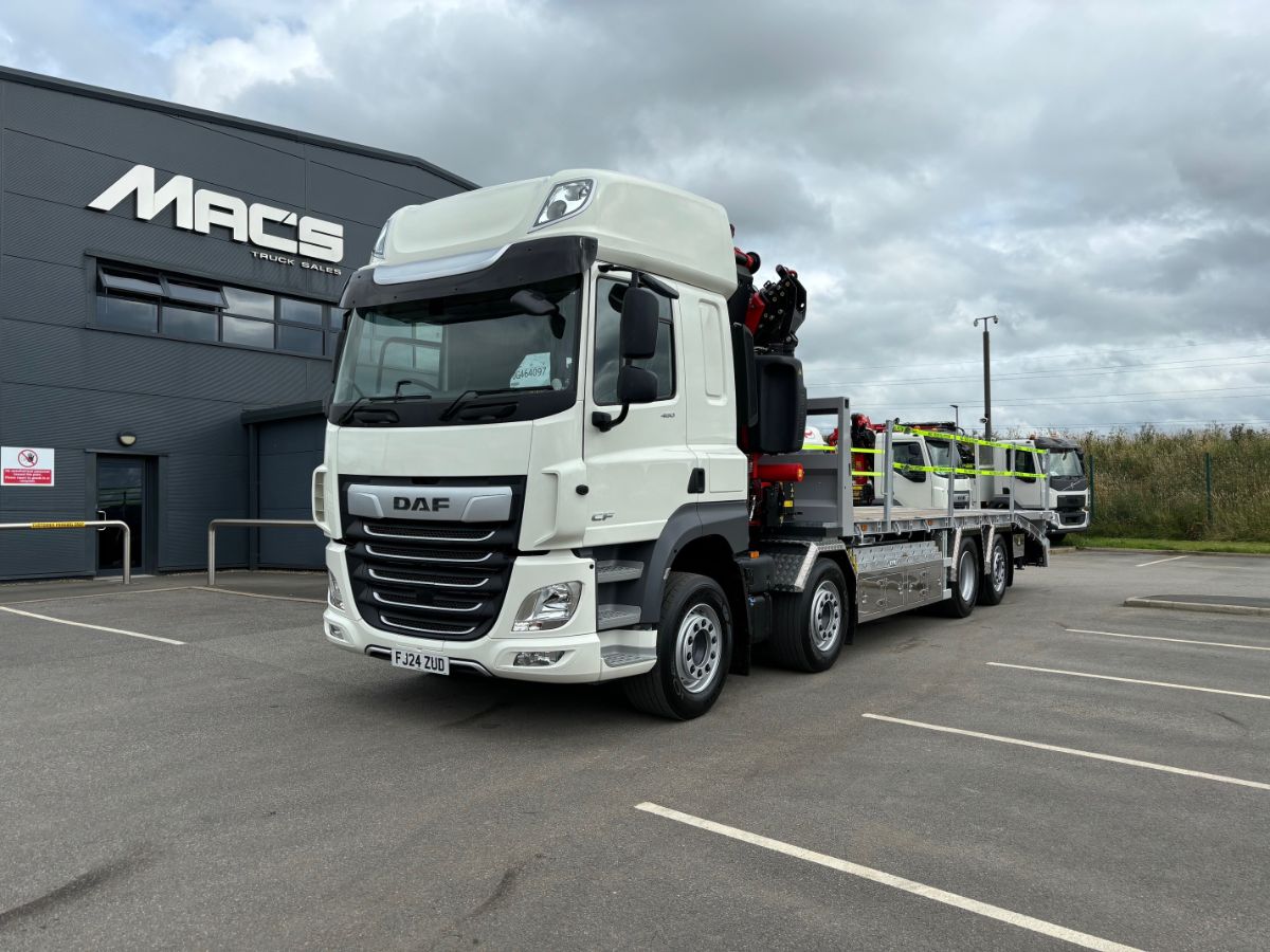 DAF 2024 CF480 Cheesewedge truck with Fassi F345 Crane for sale from Mac's truck sales